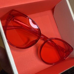 Red SHEIN circle framed lightweight summer sunglasses